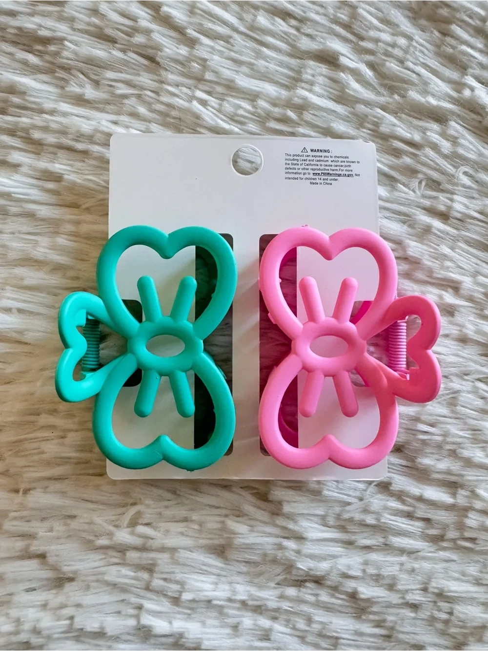 Hello kitty bow Hair Claw Clips - Pink & Teal